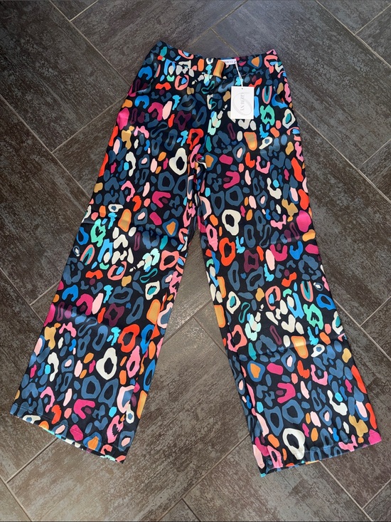 growny Pants - Growny Iro Colorful Leopard Print Wide Leg Pants